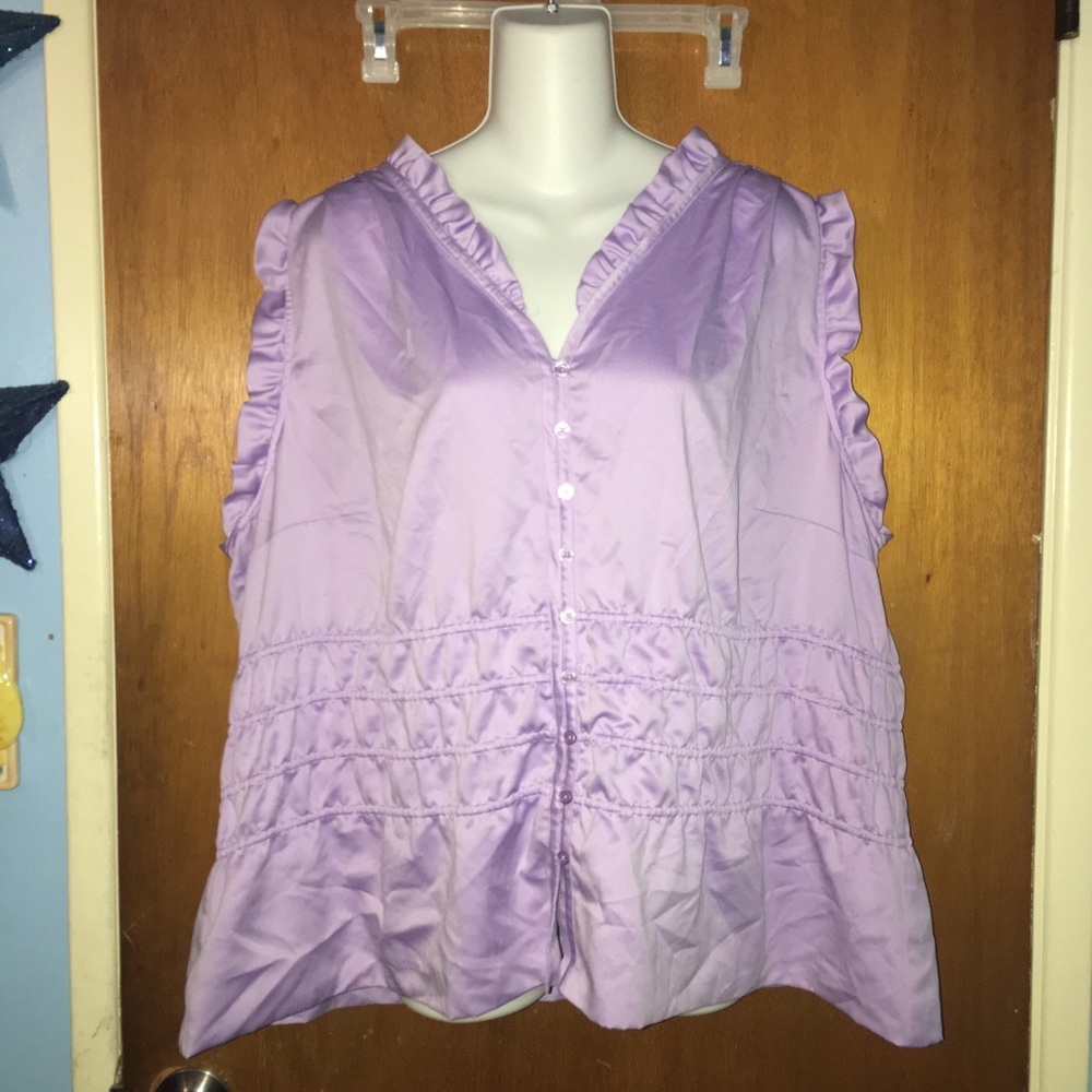 Lane Bryant 26 Lilac Purple Satin Top